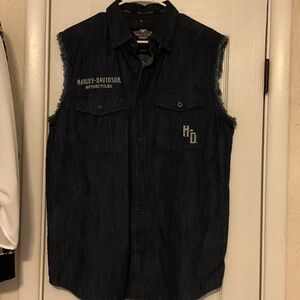 Genuine  Harley-Davidson Dk Blue Denim Sleeveless Shirt  Medium NWOT Retail $125